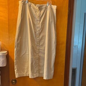 Ralph Lauren Khaki Button-Front Midi Skirt